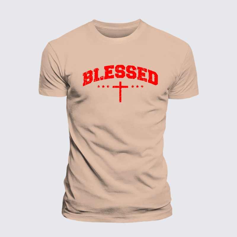 Blessed Cross Jesus God Christian Premium Mercerized Cotton Tee