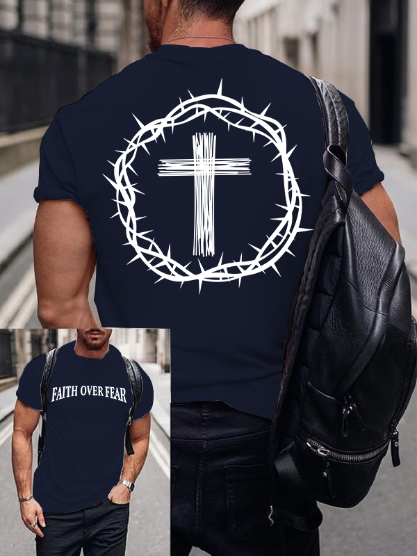 Faith Over Fear Jesus God Christian Cotton T-Shirt