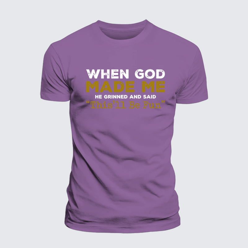 When God Made Me Jesus God Christian Premium Mercerized Cotton Tee
