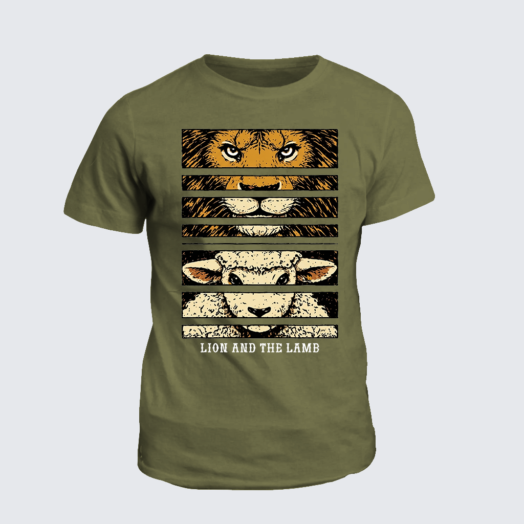 Lion And The Lamb Jesus God Christian Cotton T-Shirt