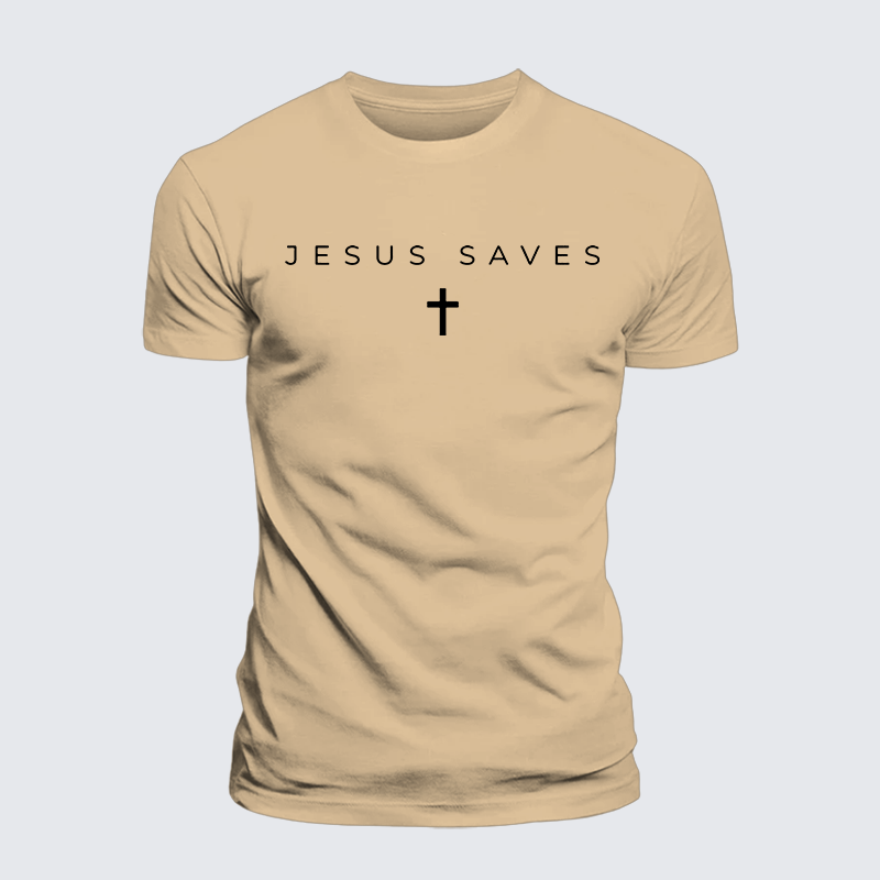 Jesus Saves Jesus God Christian Premium Mercerized Cotton Tee