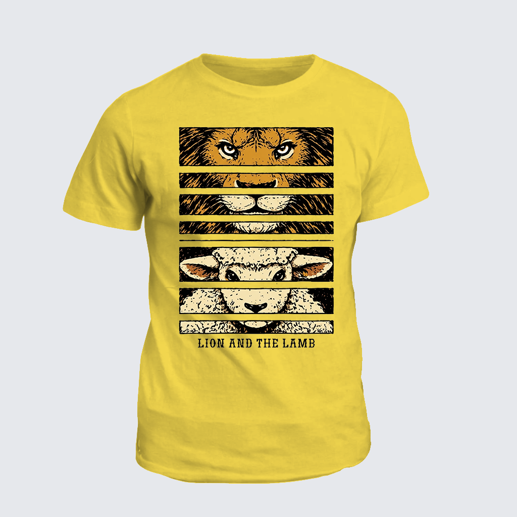 Lion And The Lamb Jesus God Christian Cotton T-Shirt