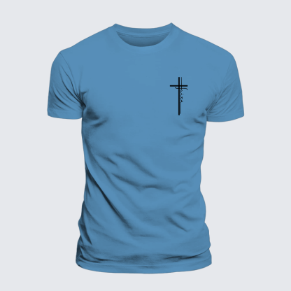Faith Cross Jesus God Christian Premium Mercerized Cotton Tee