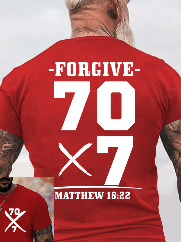 Forgive 70 times 7  Jesus God Christian Cotton T-Shirt