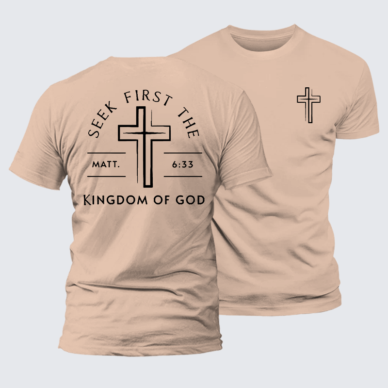 Seek First The Kingdom Of God Jesus God Christian Premium Mercerized Cotton Tee