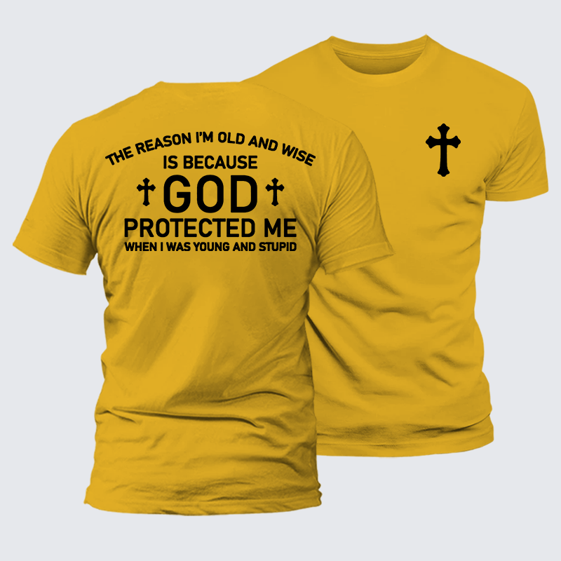 God Protected Me Jesus God Christian Premium Mercerized Cotton Tee