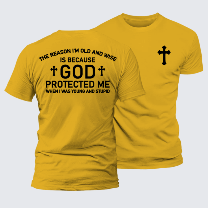 God Protected Me Jesus God Christian Premium Mercerized Cotton Tee