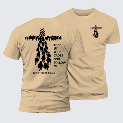Take Up Your Cross Jesus God Christian Premium Mercerized Cotton Tee