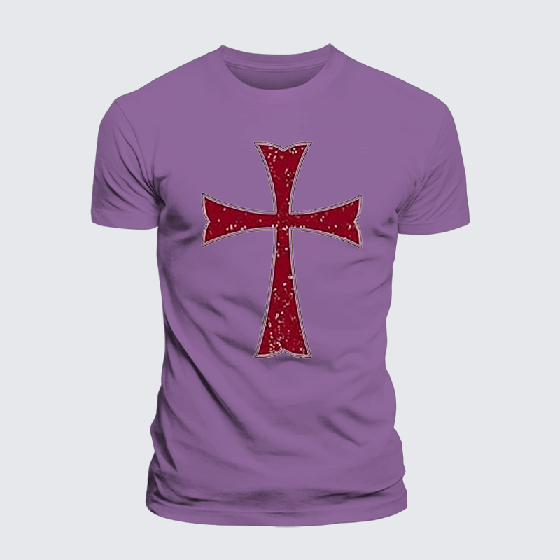 Knights Templar Crusader Cross Jesus God Christian Premium Mercerized Cotton Tee