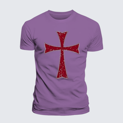 Knights Templar Crusader Cross Jesus God Christian Premium Mercerized Cotton Tee