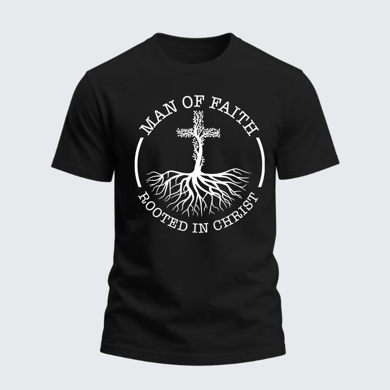Heavyweight Cotton Tee - Man of Faith Rooted in Christ