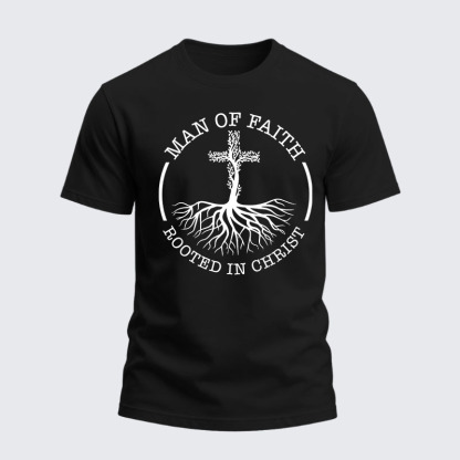 Heavyweight Cotton Tee - Man of Faith Rooted in Christ