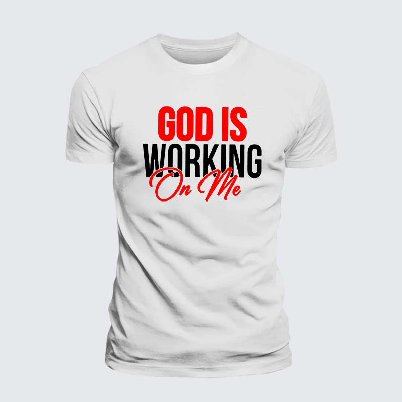 God Is Working On Me Jesus God Christian Premium Mercerized Cotton Tee