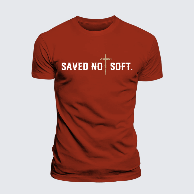Saved Not Soft Jesus God Christian Premium Mercerized Cotton Tee