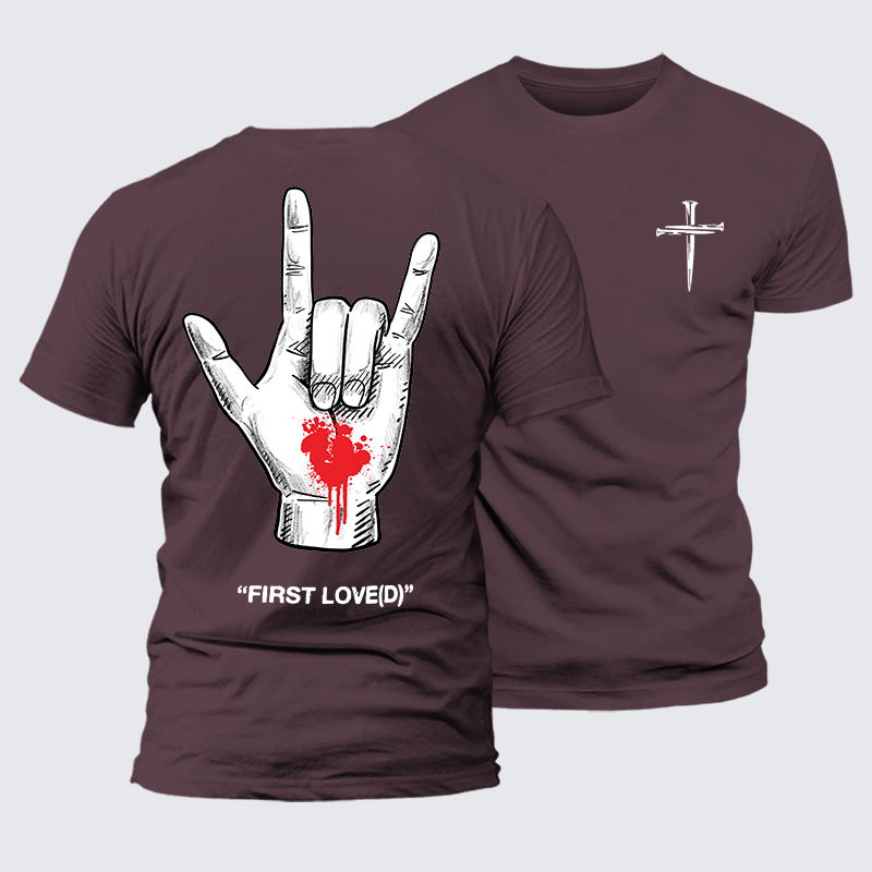 First Loved Jesus God Christian Premium Mercerized Cotton Tee