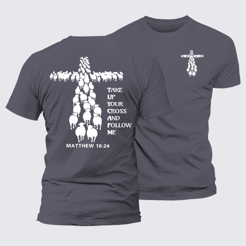Take Up Your Cross Jesus God Christian Premium Mercerized Cotton Tee