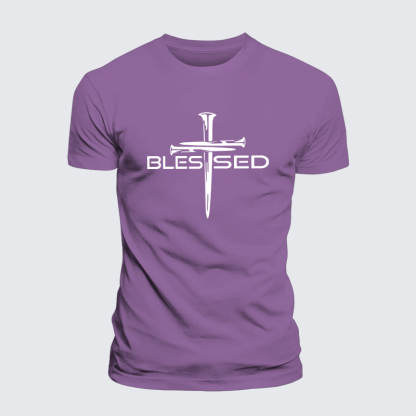 Cross Blessed Jesus God Christian Premium Mercerized Cotton Tee