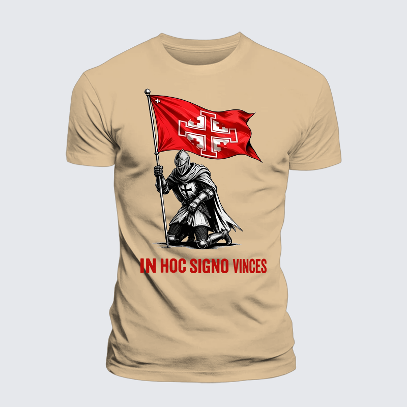 In Hoc Signo Vinces Jesus God Christian Premium Mercerized Cotton Tee