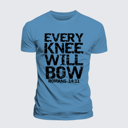 Bold Christian Bible Verse Quote for Men Every Knee Will Bow Jesus God Christian Premium Mercerized Cotton Tee