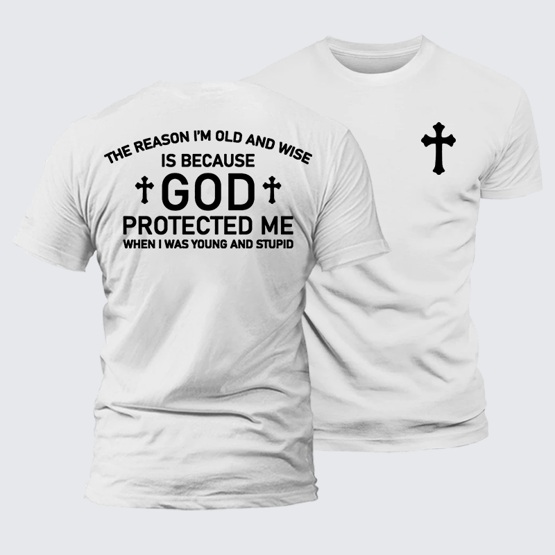 God Protected Me Jesus God Christian Premium Mercerized Cotton Tee