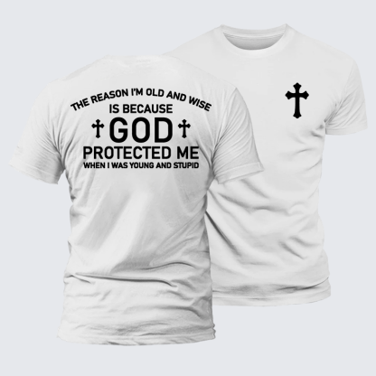 God Protected Me Jesus God Christian Premium Mercerized Cotton Tee