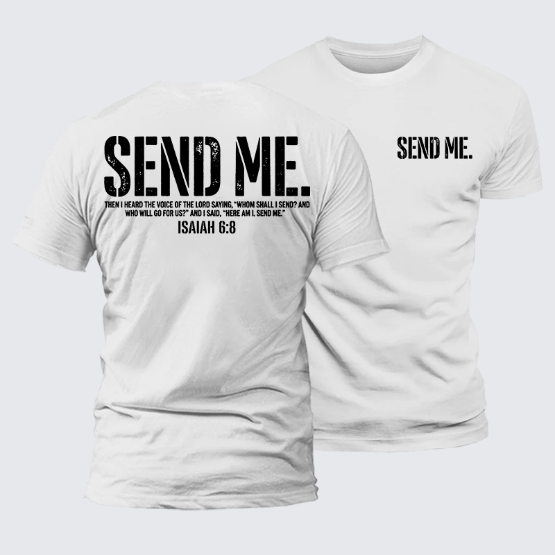 Send Me Isaiah 6:8 Jesus God Christian Premium Mercerized Cotton Tee