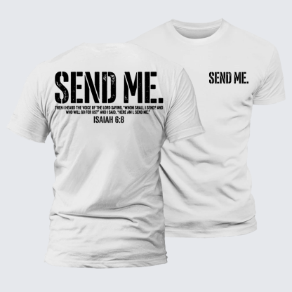 Send Me Isaiah 6:8 Jesus God Christian Premium Mercerized Cotton Tee
