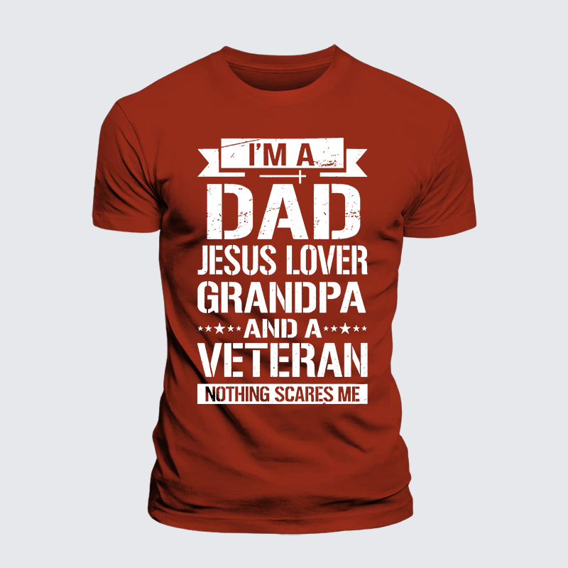 I'm A Dad-Jesus Lover-Grandpa-Veteran Jesus God Christian Premium Mercerized Cotton Tee