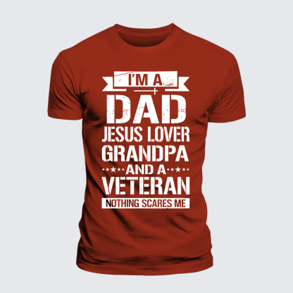 I'm A Dad-Jesus Lover-Grandpa-Veteran Jesus God Christian Premium Mercerized Cotton Tee