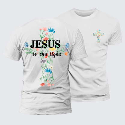 Jesus Is The Light Faith In Bloom Jesus God Christian Premium Mercerized Cotton Tee