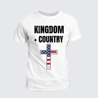 Kingdom + Country Flag Cross Jesus God Christian Cotton T-Shirt