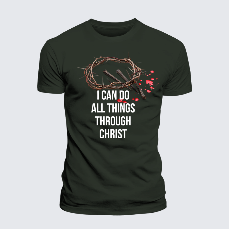 I Can Do All Things Through Christ Jesus God Christian Premium Mercerized Cotton Tee
