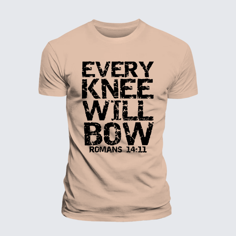 Bold Christian Bible Verse Quote for Men Every Knee Will Bow Jesus God Christian Premium Mercerized Cotton Tee