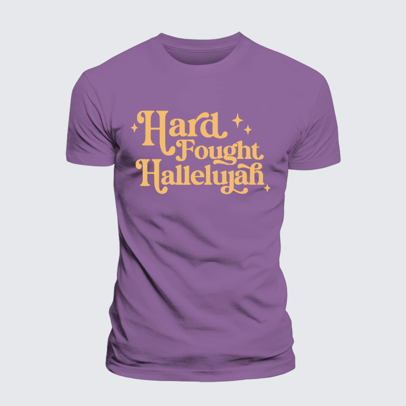 Hard Fought Hallelujah Jesus God Christian Premium Mercerized Cotton Tee
