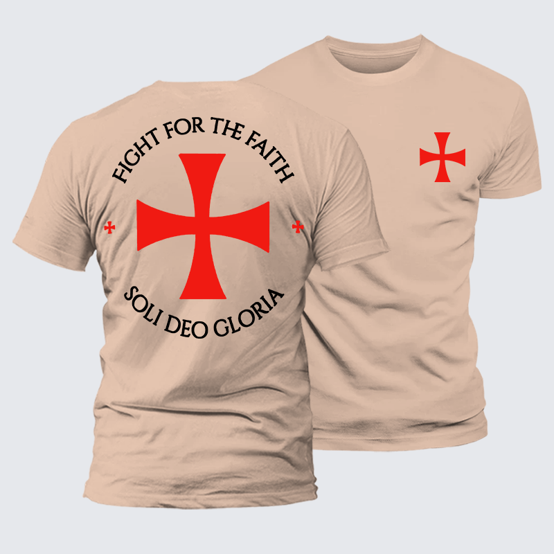 Fight for the Faith – Templar Cross Crusader Knight  Jesus God Christian Premium Mercerized Cotton Tee