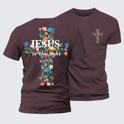 Jesus Is The Light Faith In Bloom Jesus God Christian Premium Mercerized Cotton Tee