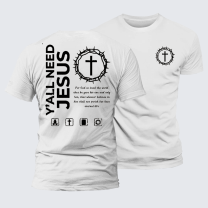 Y'All Need Jesus Jesus God Christian Premium Mercerized Cotton Tee