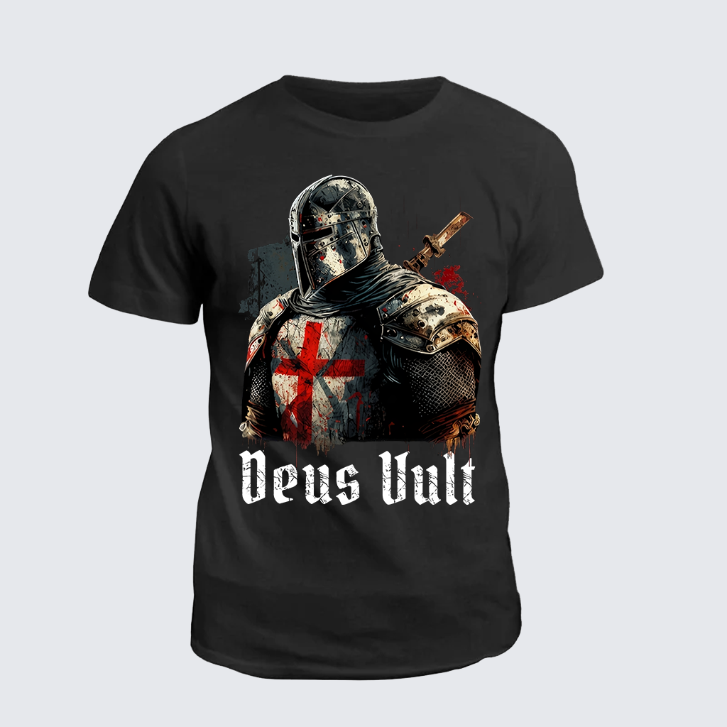 Deus Vult Jesus God Christian Cotton T-Shirt