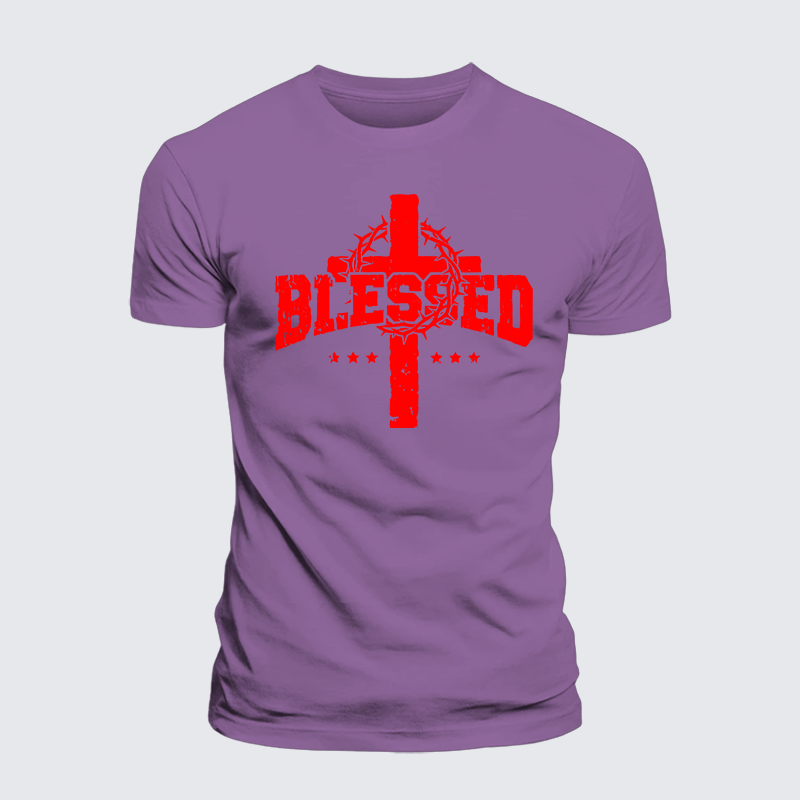 Blessed Cross Jesus God Christian Premium Mercerized Cotton Tee