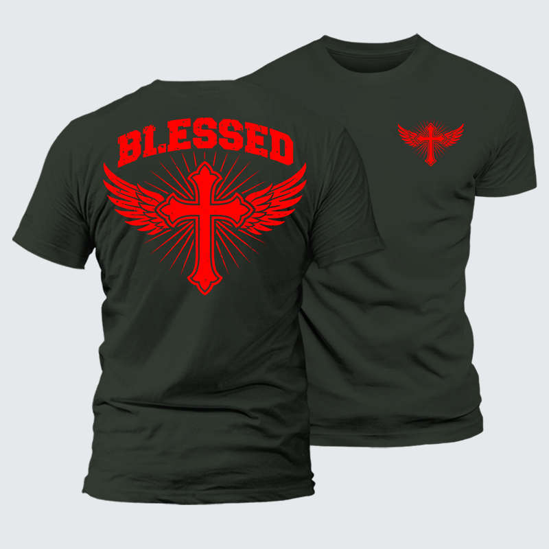 Blessed Cross Jesus God Christian Premium Mercerized Cotton Tee
