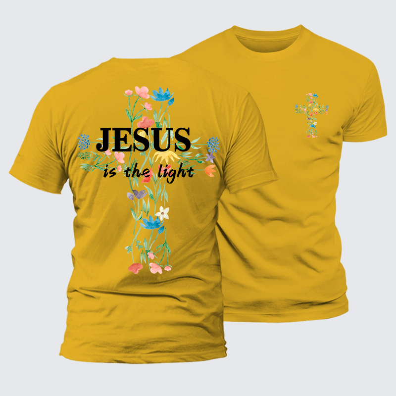 Jesus Is The Light Faith In Bloom Jesus God Christian Premium Mercerized Cotton Tee