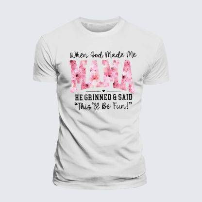 When God Made Me A Mama Jesus God Christian Premium Mercerized Cotton Tee
