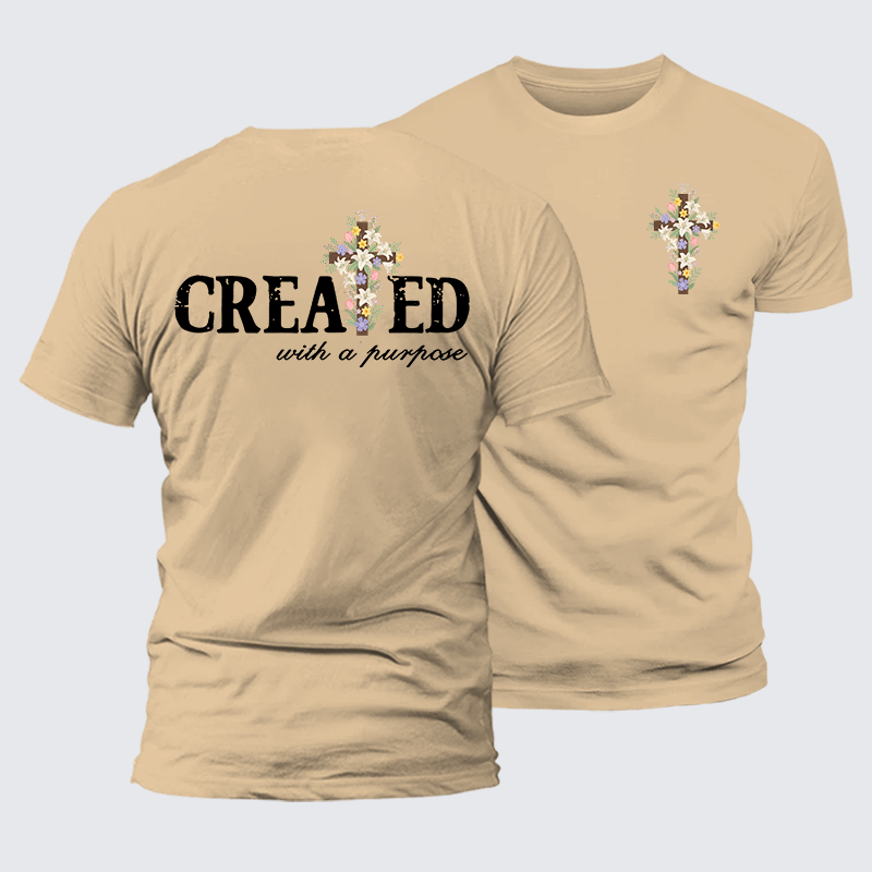 Created With Purpose Jesus God Christian Premium Mercerized Cotton Tee