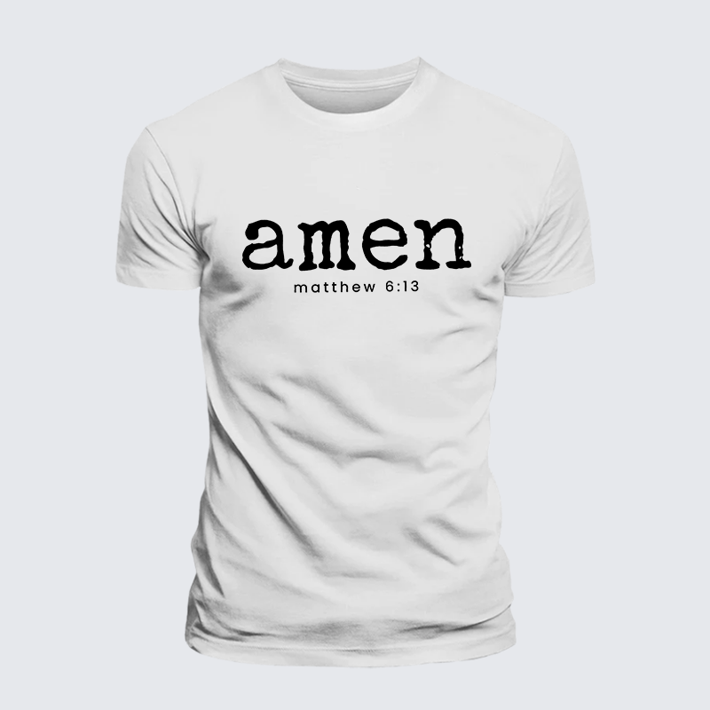 Amen Matthew 6:13 Jesus God Christian Premium Mercerized Cotton Tee
