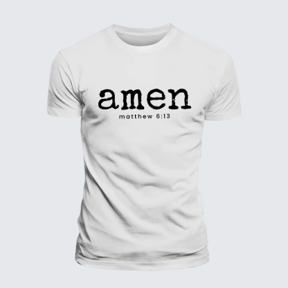 Amen Matthew 6:13 Jesus God Christian Premium Mercerized Cotton Tee