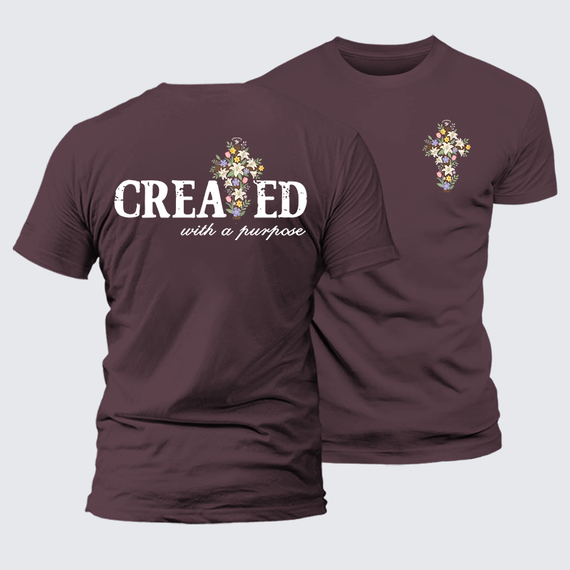 Created With Purpose Jesus God Christian Premium Mercerized Cotton Tee