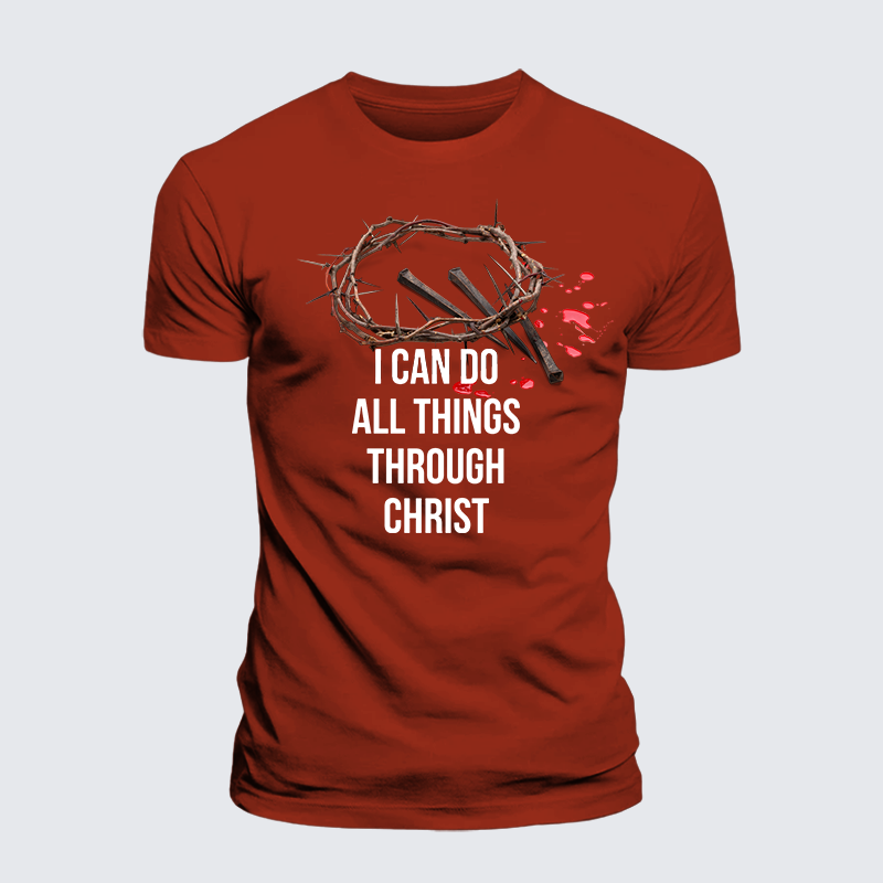 I Can Do All Things Through Christ Jesus God Christian Premium Mercerized Cotton Tee