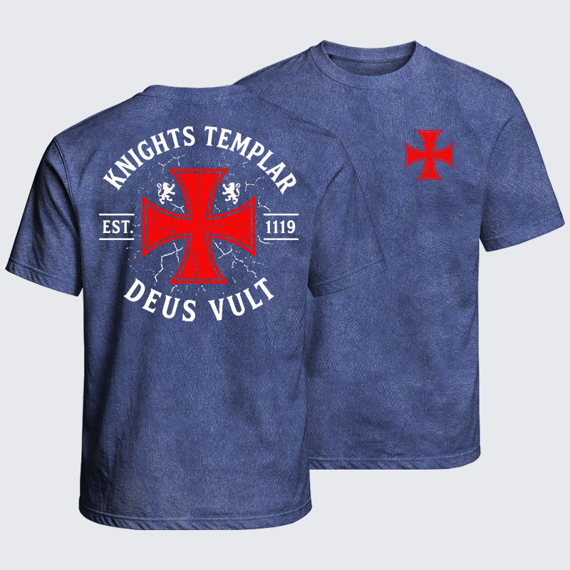 Washed T-Shirt - Knights Templar Deus Vult