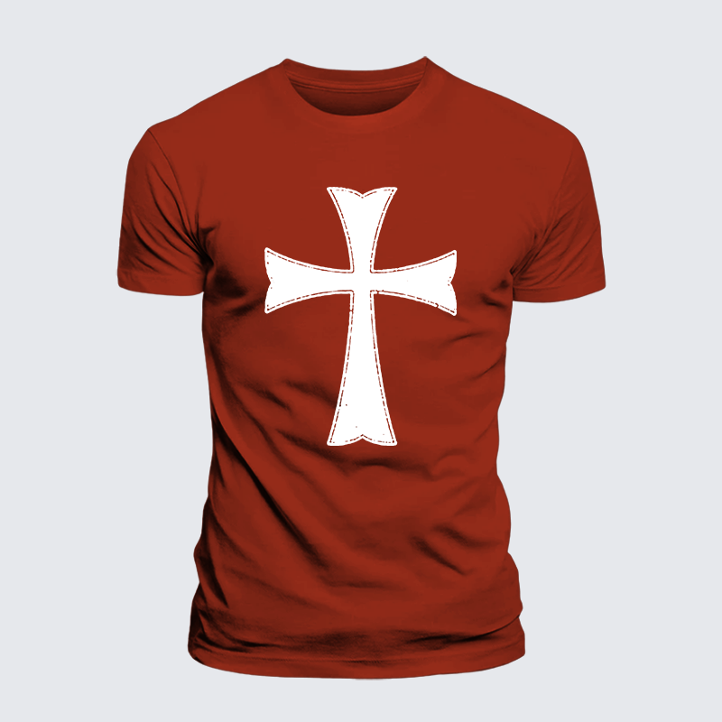 Knights Templar Crusader Cross Jesus God Christian Premium Mercerized Cotton Tee