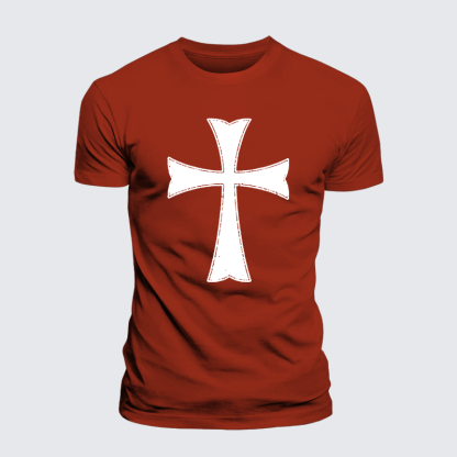 Knights Templar Crusader Cross Jesus God Christian Premium Mercerized Cotton Tee